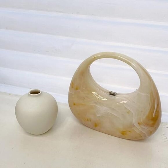 NEW CREAM ACRYLIC MINAUDIERE MINI BAG - Picture 2 of 6